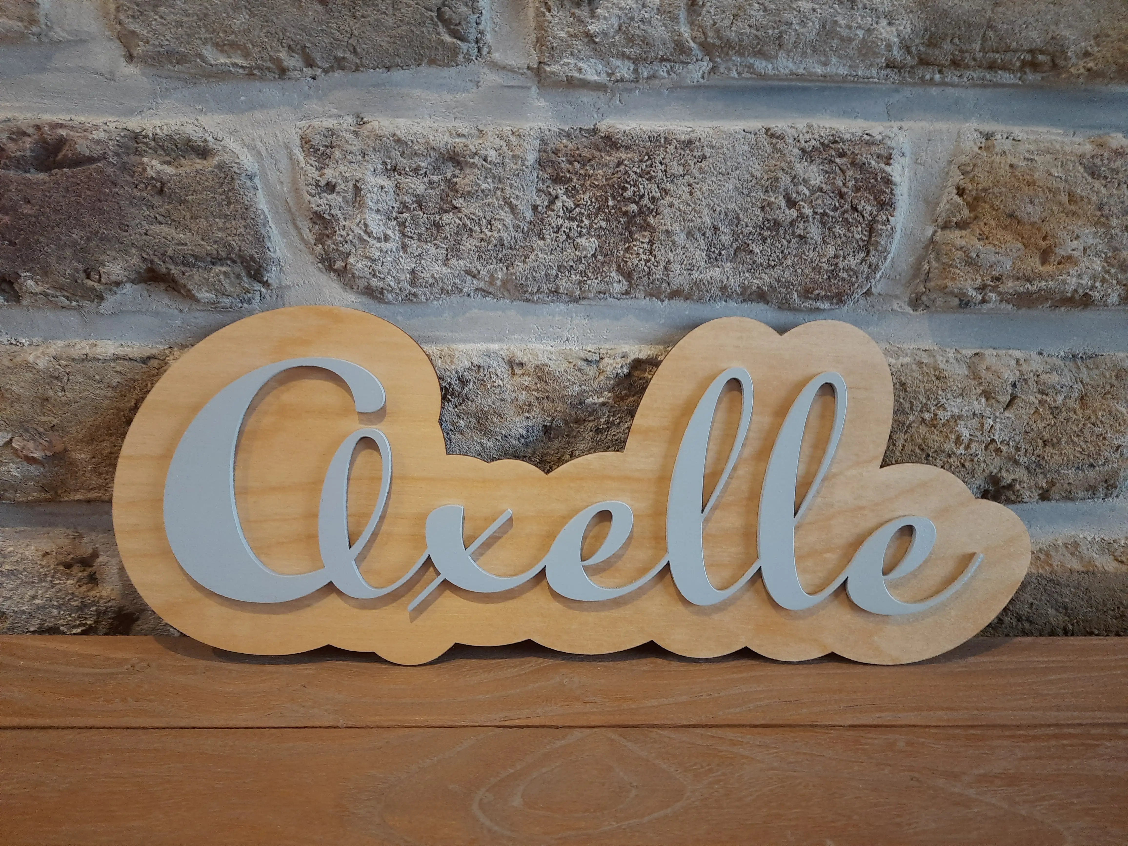 Houten bordje met naam op